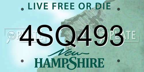 4SQ493 New Hampshire License Plate