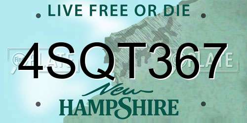 4SQT367 New Hampshire License Plate