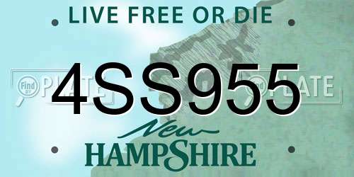 4SS955 New Hampshire License Plate