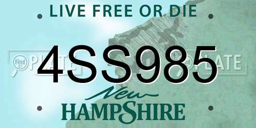 4SS985 New Hampshire License Plate