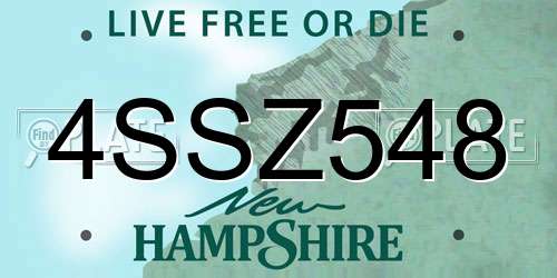 4SSZ548 New Hampshire License Plate