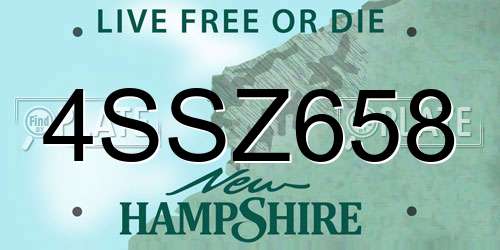4SSZ658 New Hampshire License Plate