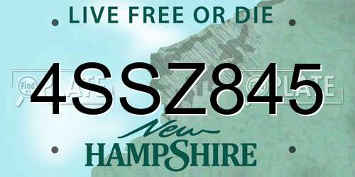 4SSZ845 New Hampshire License Plate