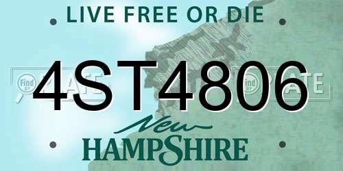 4ST4806 New Hampshire License Plate