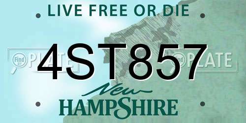4ST857 New Hampshire License Plate