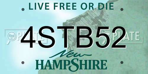 4STB52 New Hampshire License Plate