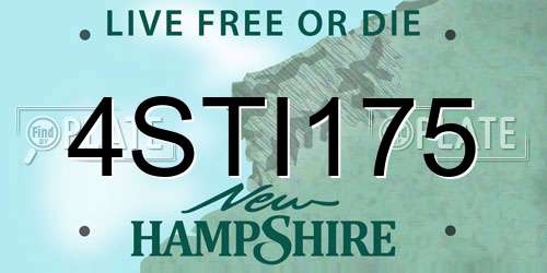 4STI175 New Hampshire License Plate
