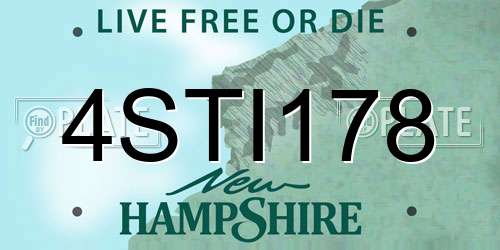 4STI178 New Hampshire License Plate