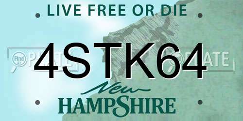 4STK64 New Hampshire License Plate