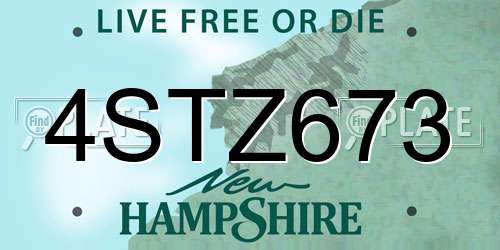 4STZ673 New Hampshire License Plate