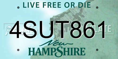 4SUT861 New Hampshire License Plate
