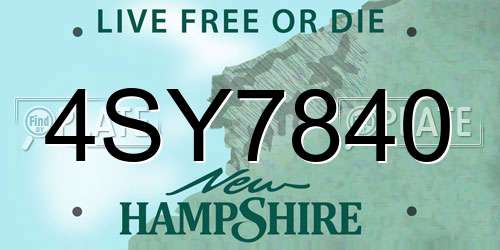 4SY7840 New Hampshire License Plate