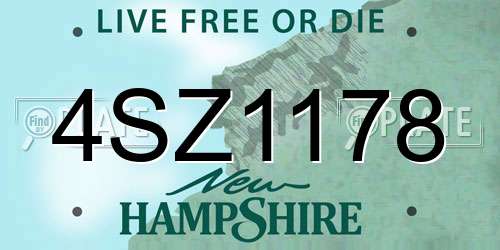 4SZ1178 New Hampshire License Plate
