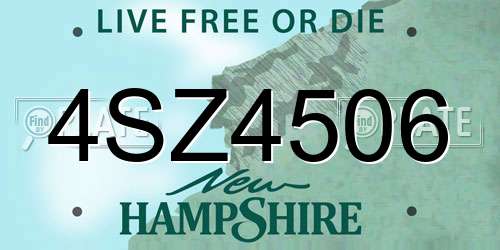 4SZ4506 New Hampshire License Plate