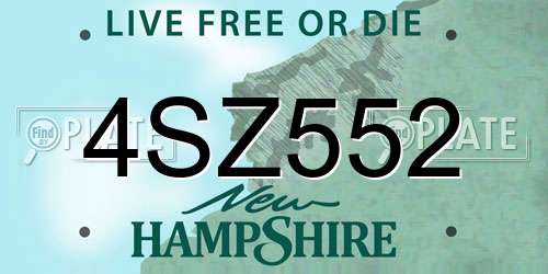 4SZ552 New Hampshire License Plate