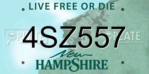 4SZ557 New Hampshire License Plate