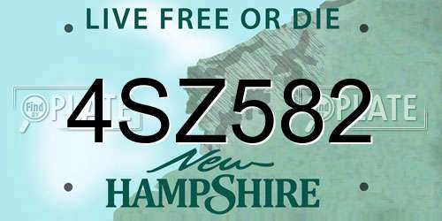 4SZ582 New Hampshire License Plate