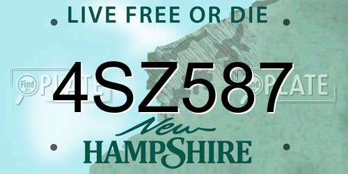 4SZ587 New Hampshire License Plate