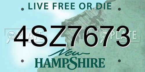 4SZ7673 New Hampshire License Plate