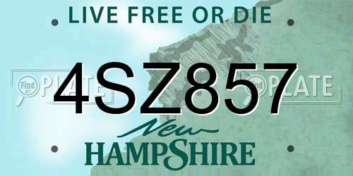 4SZ857 New Hampshire License Plate