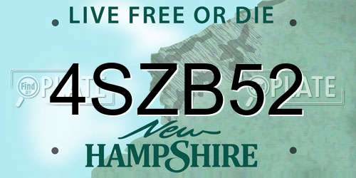 4SZB52 New Hampshire License Plate