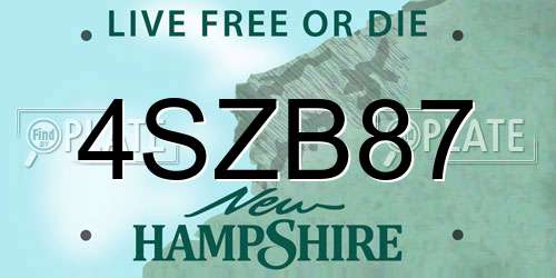 4SZB87 New Hampshire License Plate