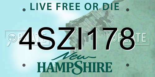 4SZI178 New Hampshire License Plate