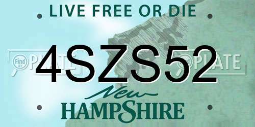 4SZS52 New Hampshire License Plate