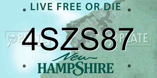 4SZS87 New Hampshire License Plate