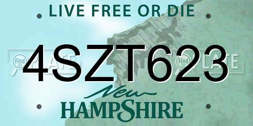 4SZT623 New Hampshire License Plate
