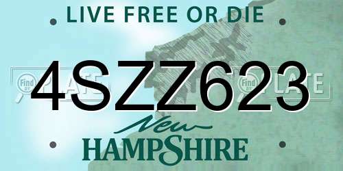 4SZZ623 New Hampshire License Plate