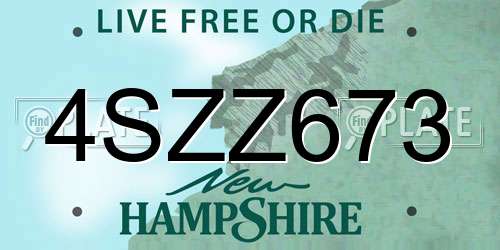 4SZZ673 New Hampshire License Plate