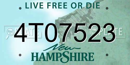 4T07523 New Hampshire License Plate