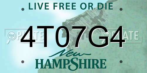 4T07G4 New Hampshire License Plate