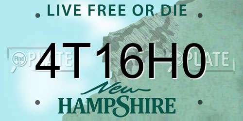4T16H0 New Hampshire License Plate