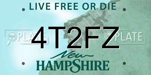 4T2FZ New Hampshire License Plate