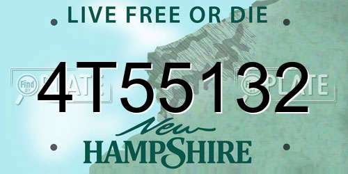 4T55132 New Hampshire License Plate