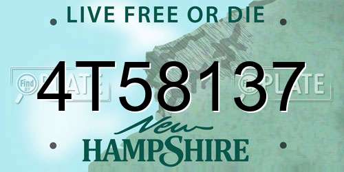 4T58137 New Hampshire License Plate