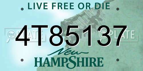 4T85137 New Hampshire License Plate