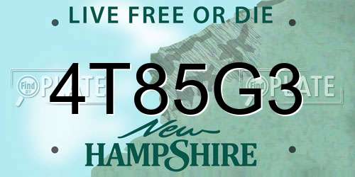 4T85G3 New Hampshire License Plate