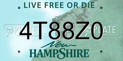 4T88Z0 New Hampshire License Plate