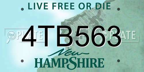 4TB563 New Hampshire License Plate