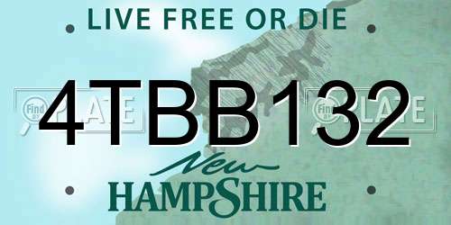 4TBB132 New Hampshire License Plate