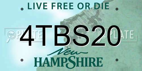 4TBS20 New Hampshire License Plate
