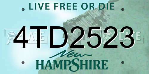 4TD2523 New Hampshire License Plate