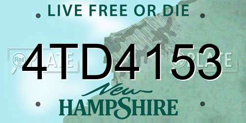 4TD4153 New Hampshire License Plate