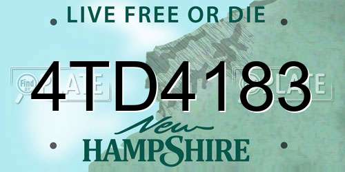 4TD4183 New Hampshire License Plate