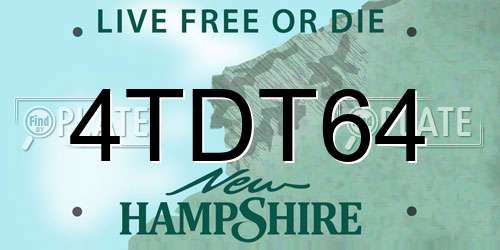 4TDT64 New Hampshire License Plate