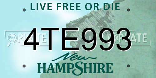 4TE993 New Hampshire License Plate