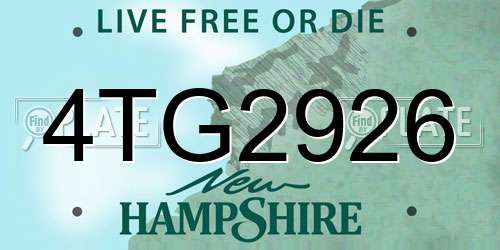 4TG2926 New Hampshire License Plate